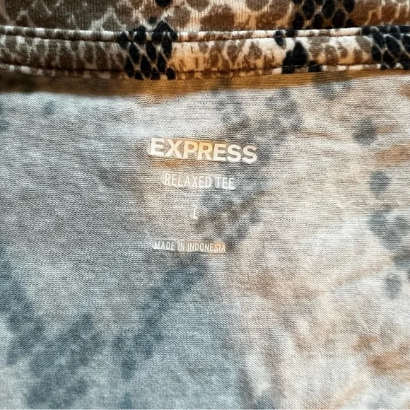 Snake Print Draped Oversized Top Brown Tan Boho Chic Zara Anthro Y2K Batwing L - Picture 6 of 11